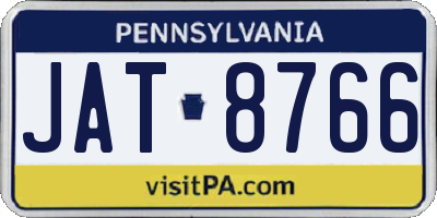 PA license plate JAT8766