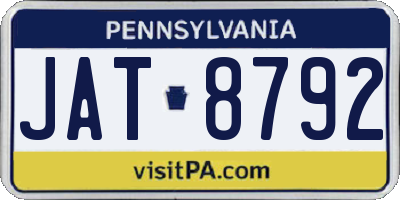PA license plate JAT8792