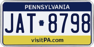 PA license plate JAT8798