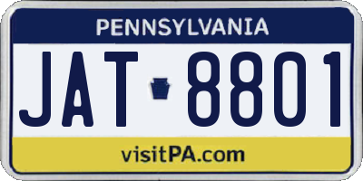 PA license plate JAT8801