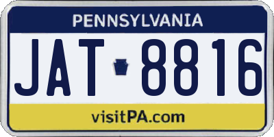 PA license plate JAT8816