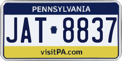 PA license plate JAT8837