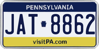 PA license plate JAT8862