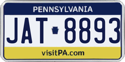 PA license plate JAT8893