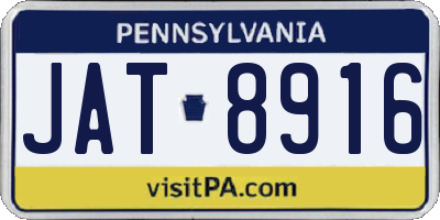 PA license plate JAT8916