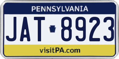 PA license plate JAT8923