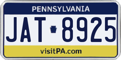 PA license plate JAT8925