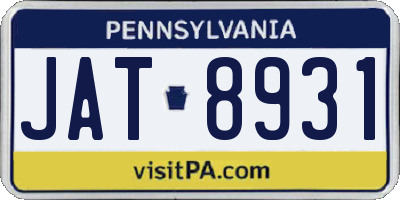 PA license plate JAT8931