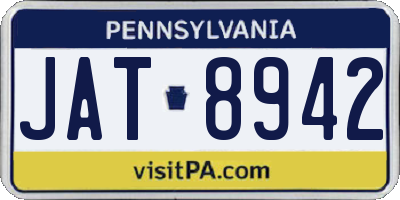 PA license plate JAT8942