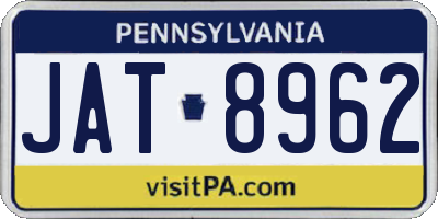 PA license plate JAT8962