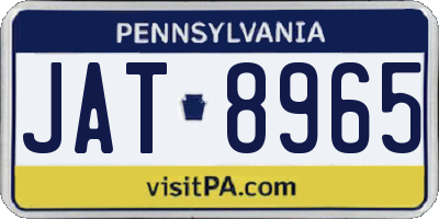 PA license plate JAT8965