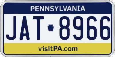 PA license plate JAT8966
