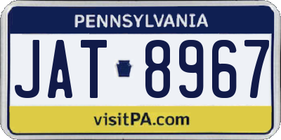 PA license plate JAT8967