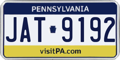 PA license plate JAT9192