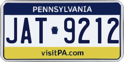 PA license plate JAT9212