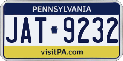PA license plate JAT9232