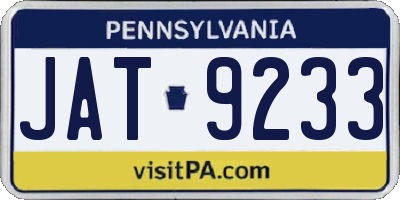 PA license plate JAT9233