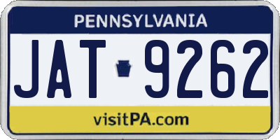 PA license plate JAT9262