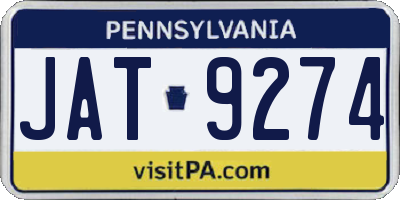 PA license plate JAT9274