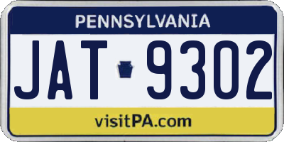 PA license plate JAT9302