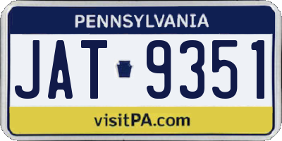 PA license plate JAT9351