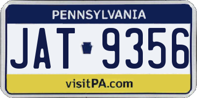 PA license plate JAT9356
