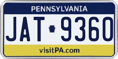PA license plate JAT9360