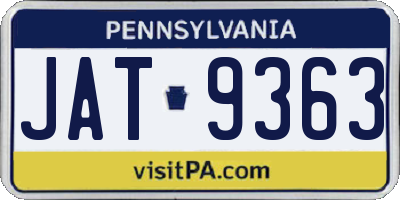 PA license plate JAT9363