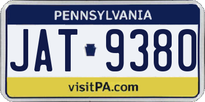 PA license plate JAT9380