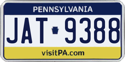 PA license plate JAT9388