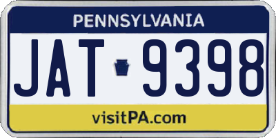 PA license plate JAT9398