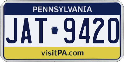 PA license plate JAT9420