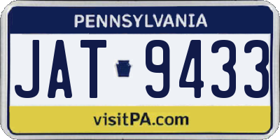 PA license plate JAT9433
