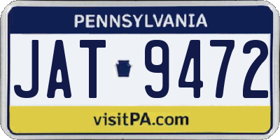 PA license plate JAT9472