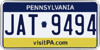 PA license plate JAT9494