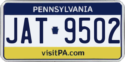 PA license plate JAT9502