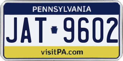 PA license plate JAT9602