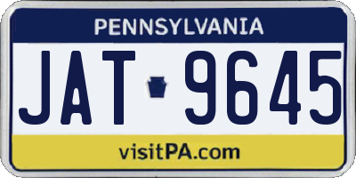 PA license plate JAT9645