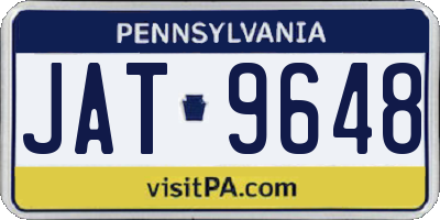PA license plate JAT9648