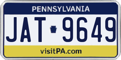 PA license plate JAT9649