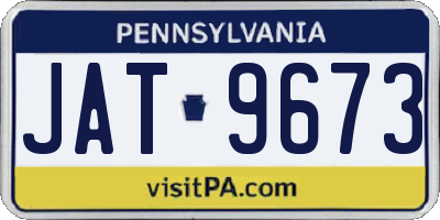 PA license plate JAT9673