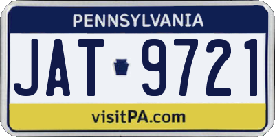 PA license plate JAT9721