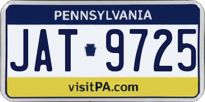 PA license plate JAT9725