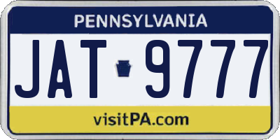 PA license plate JAT9777