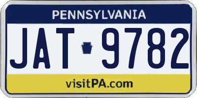 PA license plate JAT9782
