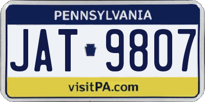 PA license plate JAT9807