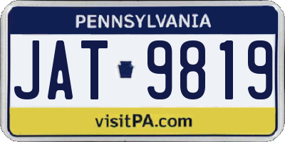 PA license plate JAT9819