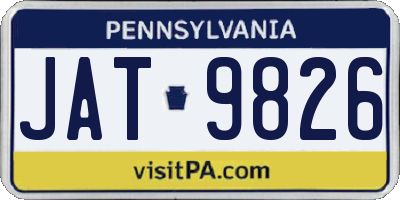 PA license plate JAT9826
