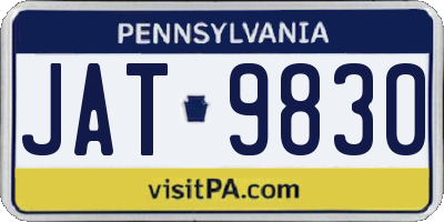 PA license plate JAT9830