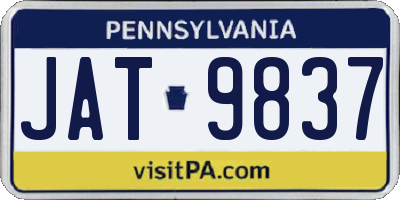 PA license plate JAT9837